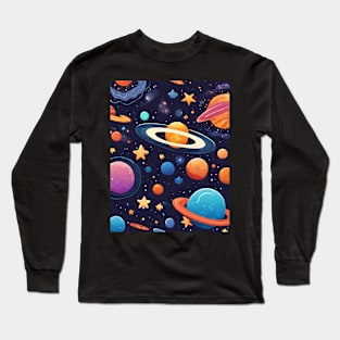 Cute Planets In Galaxy Long Sleeve T-Shirt